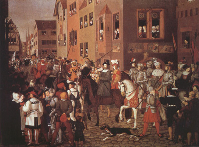 Entry of Emperor Rudolf of Habsburg into Basel in 1273 (mk22)